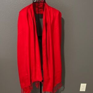 Pair of Scarves Pashmina Red Women's Scarf and Cream Colored Scarf Shawl